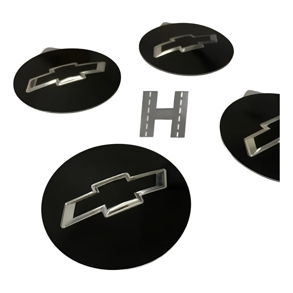 Kit Com 4 Peças Adesivo Calota Gm Preto- S10 E Camaro