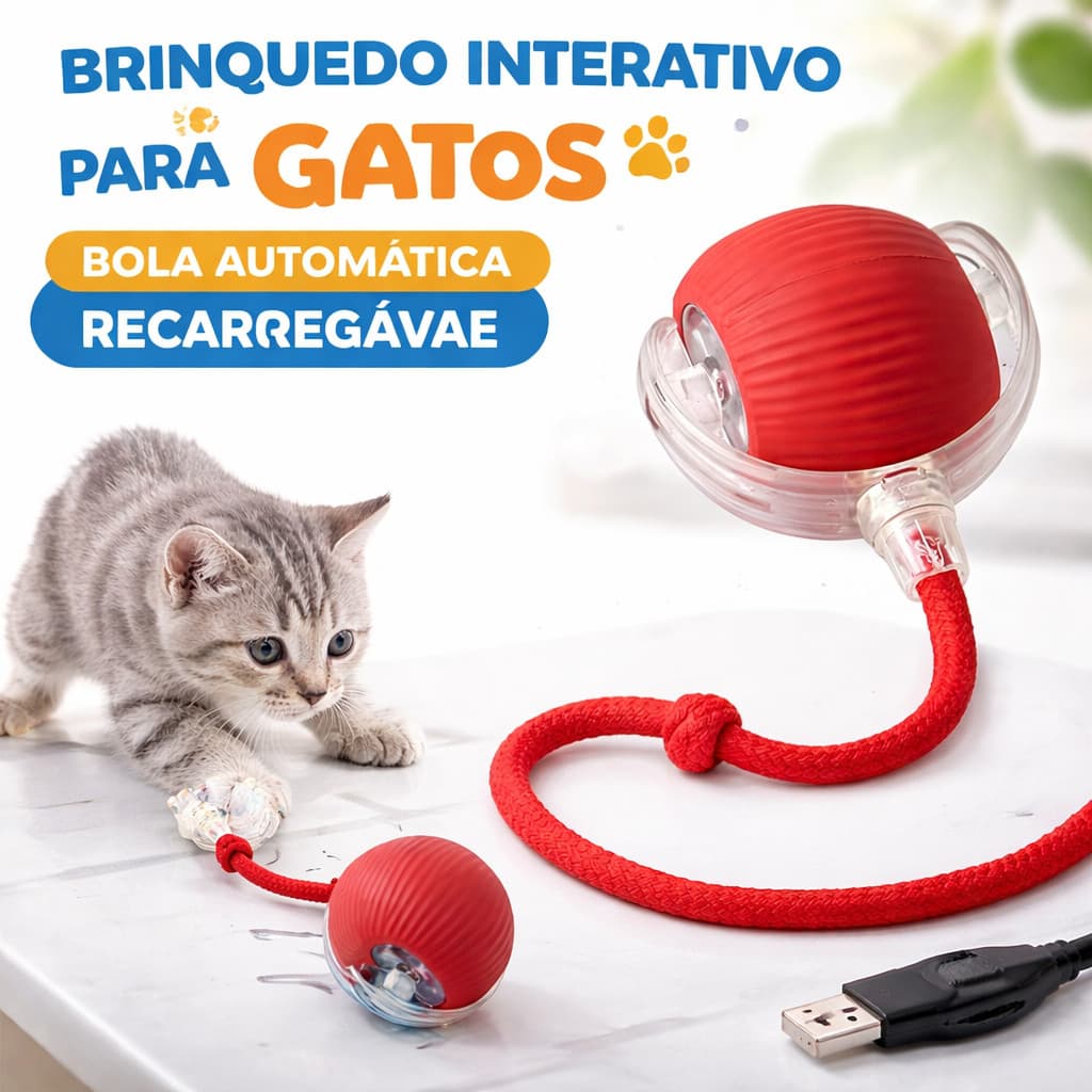 Brinquedo Interativo Para Gatos Bola Automática Recarregável