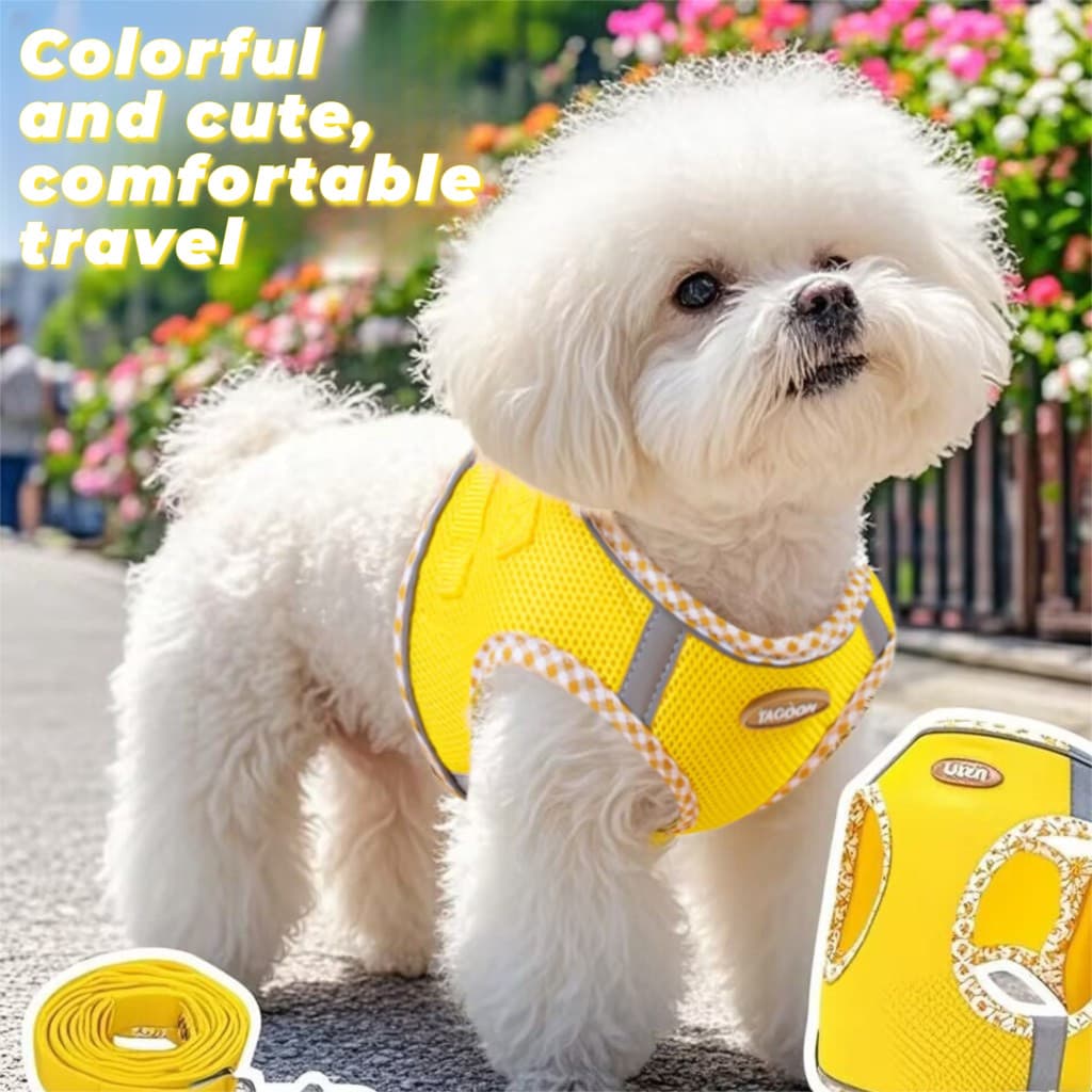 Coleira tipo colete para cães como Teddy, Bichon, Pomeranian, cães pequenos e filhotes, respirável e ajustável para pass