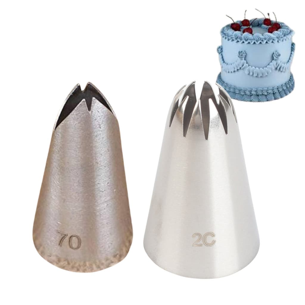 Kit Bico De Confeitar 2C e 70 Decorar Bolo Vintage Doces Cupcake Chantilly Confeitaria Sem Emenda