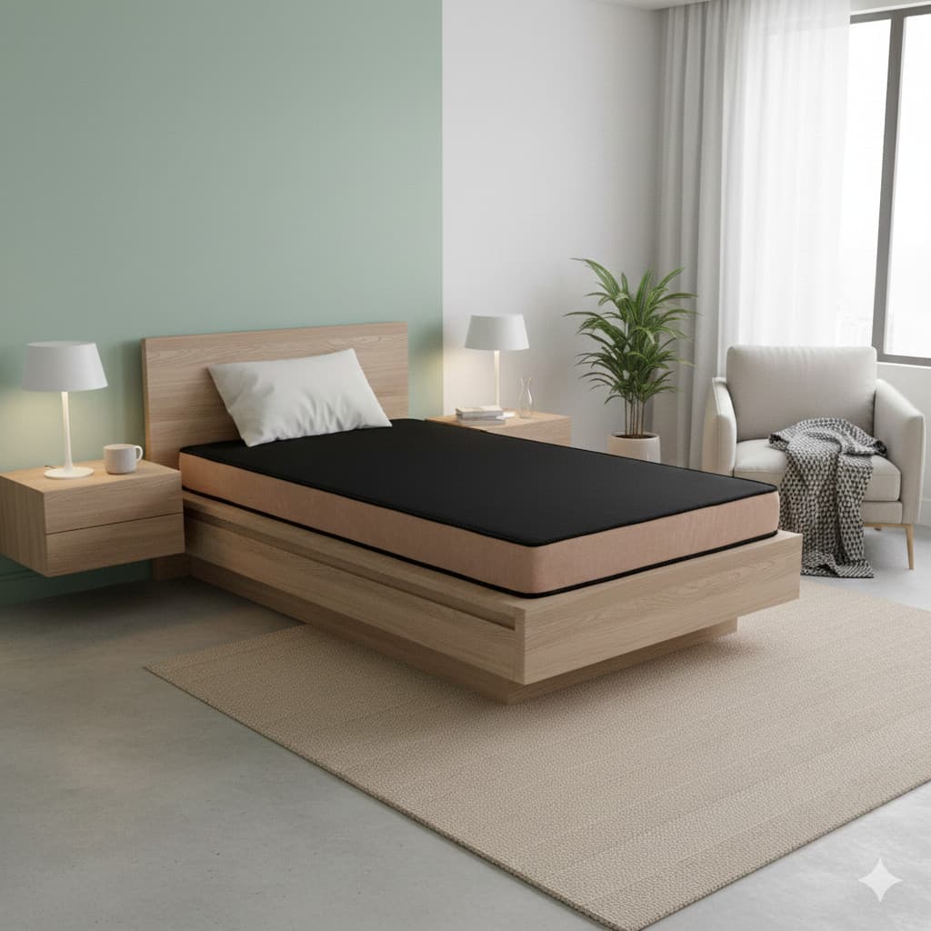 Colchão D28 Solteiro Promoção 88x1,88x14 Preto e Bege Melhor Custo Confortável.
