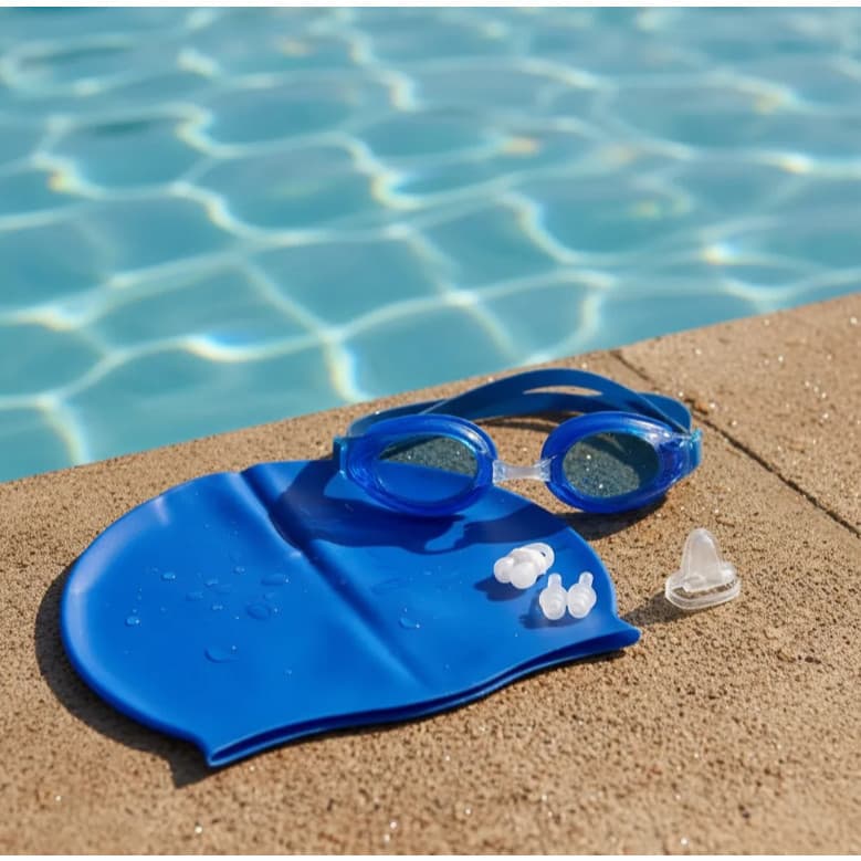 Kit De Natacao com Touca Silicone E Oculos Para jovens E Adultos protetor auricular e nasal