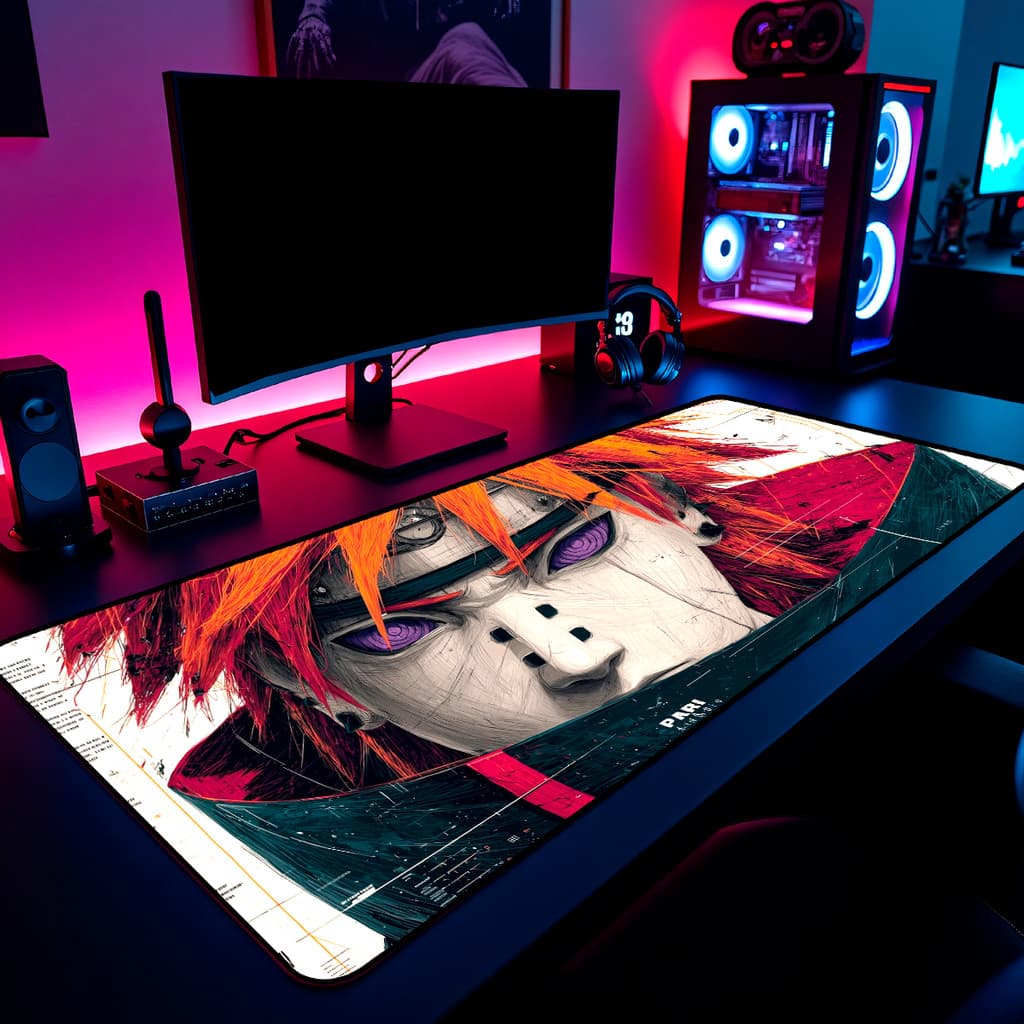 Mouse Pad Pain Akatsuki Gamer 65x30cm / 80x40cm / 90x50cm / 120x60cm Borda Costurada