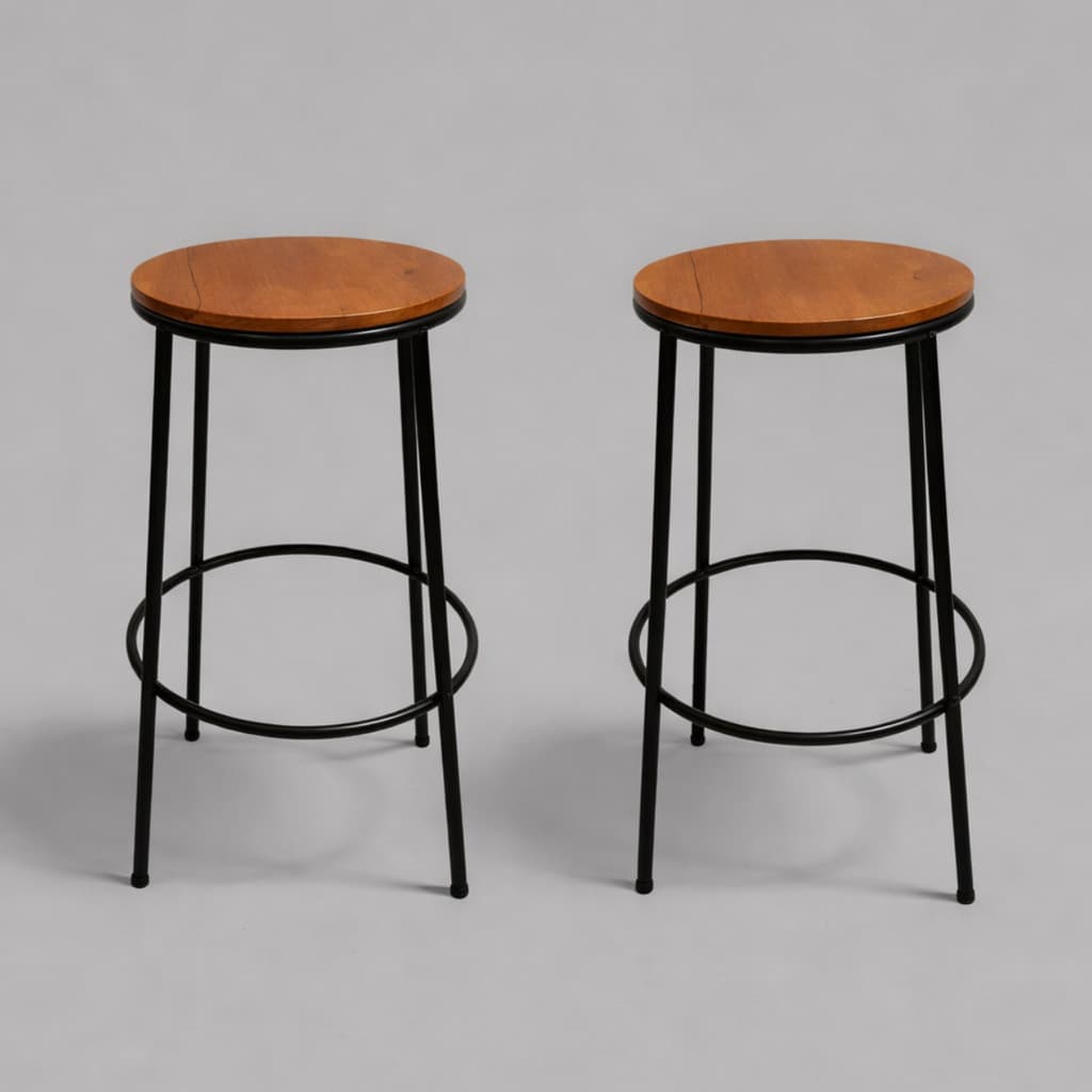 Kit 2 Banqueta Industrial  Alta Redonda Estilo Banco Casa Bancada Cozinha Mesa Festa  Promoção