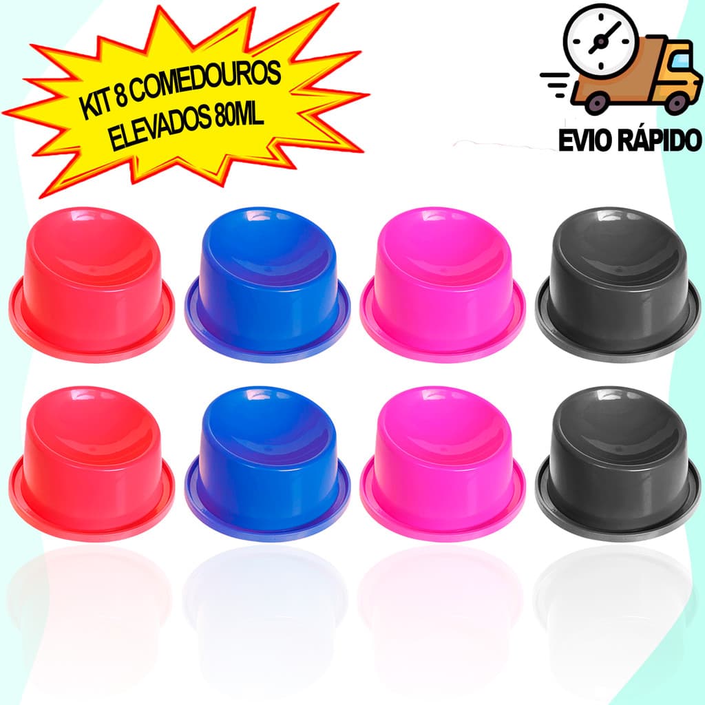 Kit 8 Comedouro Elevado Ergonômico Para Gato 80ml Potinho Vasilha Para Ração de Gato Pet Shop