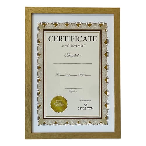 Moldura A4 para Certificado em MDF Dourado