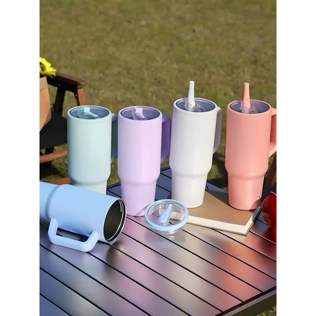 Copo Térmico de Inox 1,2 Litros com CANUDO , Alça Ergonômica e Canudo Plastico premium