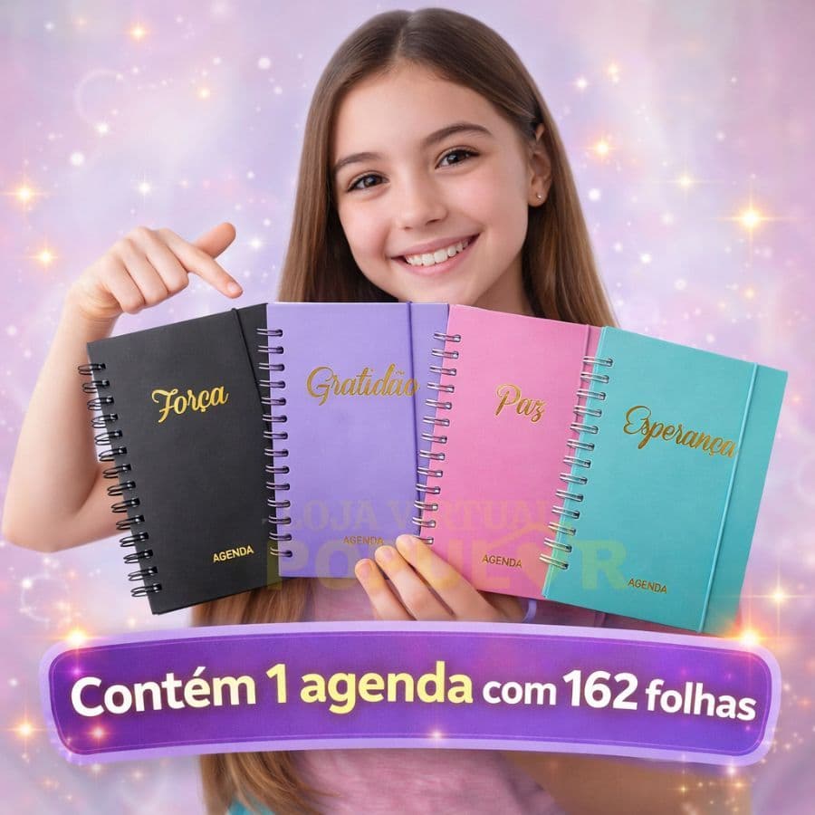Mini Agenda Temas Gratidão/ Força/ Paz 162 Folhas Anual Espiral Pequena 18cm