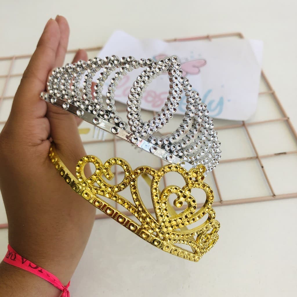 Tiara Coroa Princesa Dourada Prata Acessório cabelo combina vestido Infantil menina Festa Ensaios Fantasia aniversario
