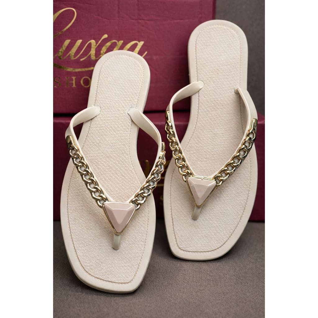 Chinelo Feminino Solado Quadrado com Corrente Dourada e Pedraria Lançamento - ENTREGA RAPIDA