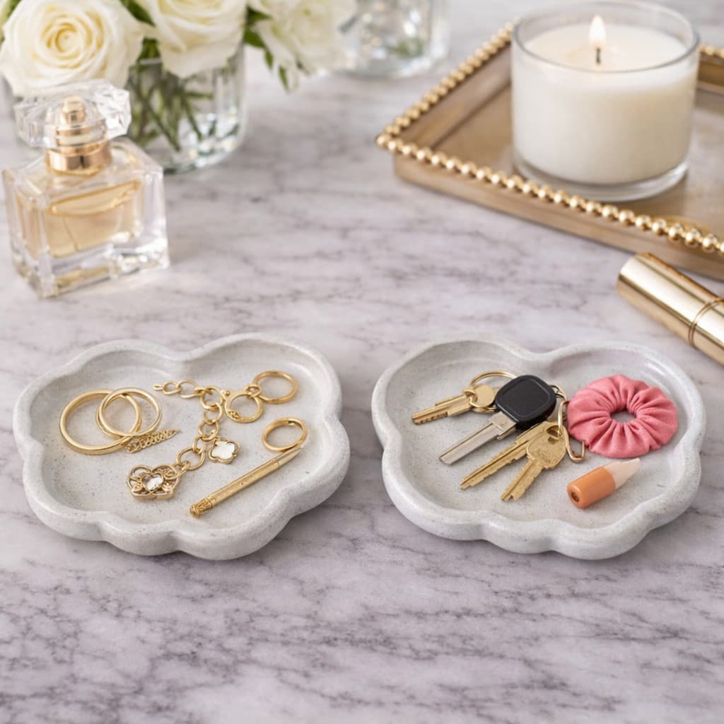 Porta Objeto Decorativo em Concreto | Porta Treco Moderno em Formato Nuvem / Organizador Elegante