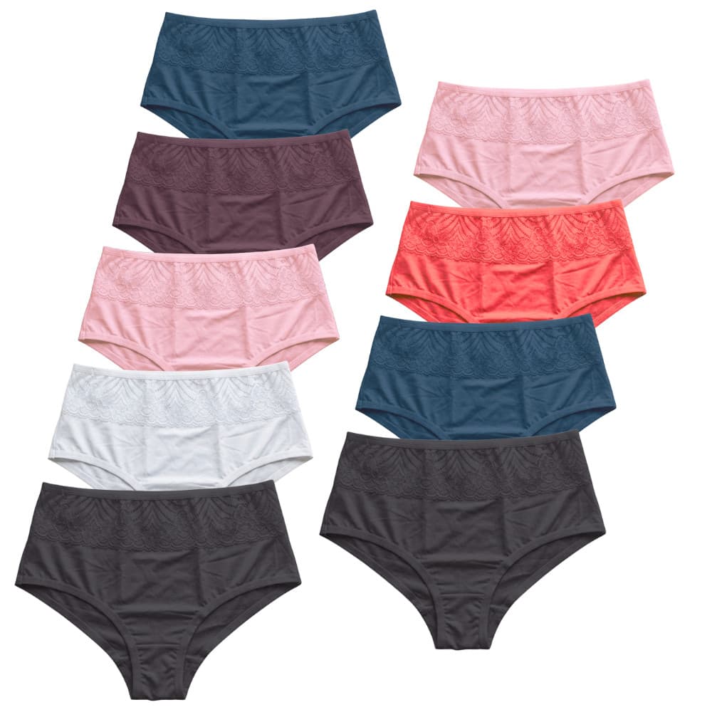 Promoção Kit 9 Calcinhas Plus Size Tanga Conforto Renda Microfibra | 051