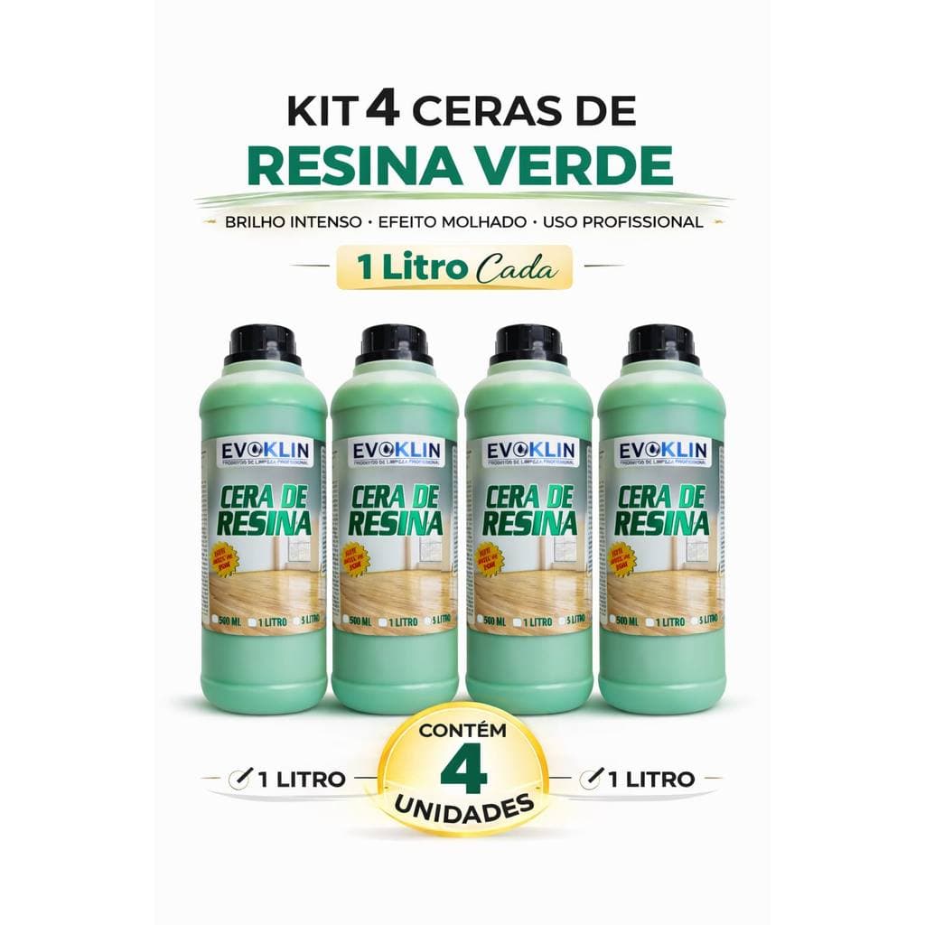 Cera De Piso Verde com Resina, Brilho Intenso E Proteção 1Litro-KIT 4 UND