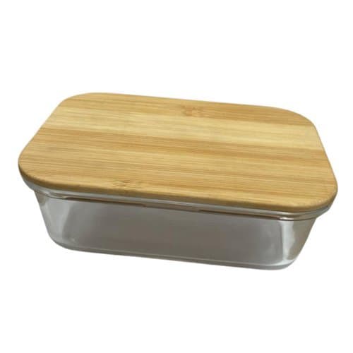 Pote Vidro Hermetico Marmita Tampa Bambu 1040ml Vedacao Segura Resistente Alimentos