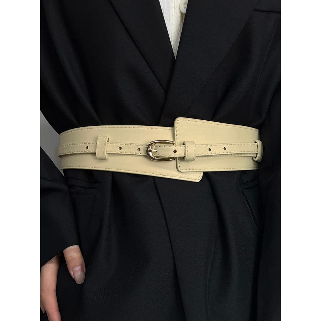 Senhoras cintura larga selo 2026 novo estilo cintura estreita mais magro olhar cinto feminino combinando casaco jaqueta