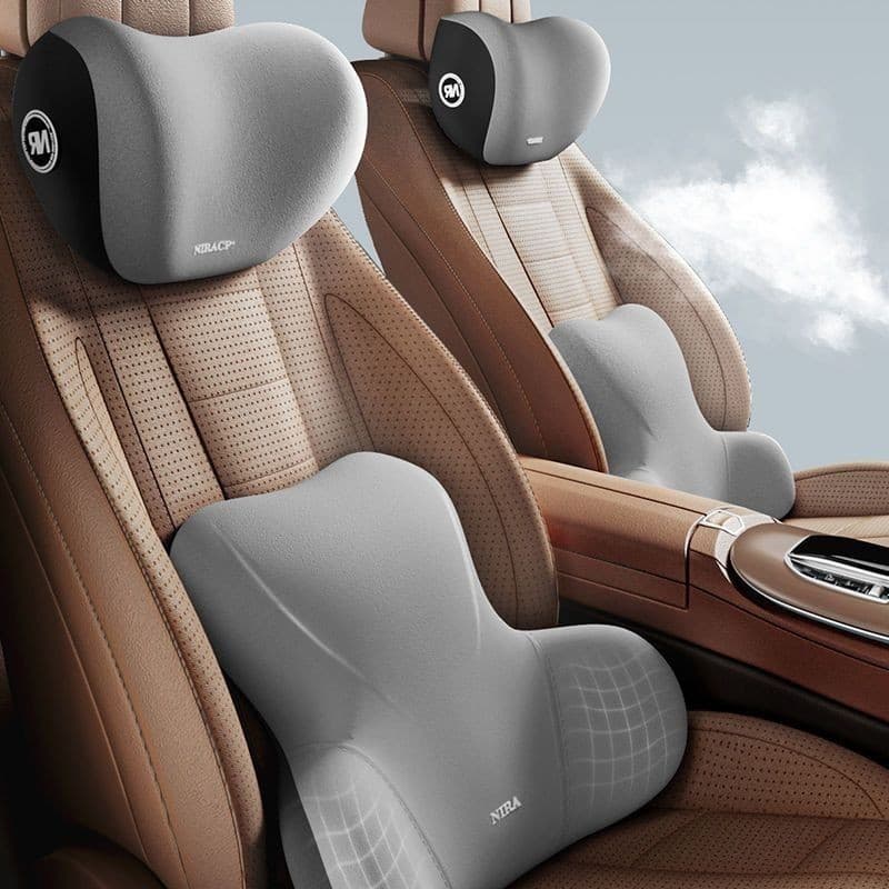 Conjunto de apoio de pescoço para encosto de cabeça de carro, látex, suporte lombar para carro, encosto, assento, motori