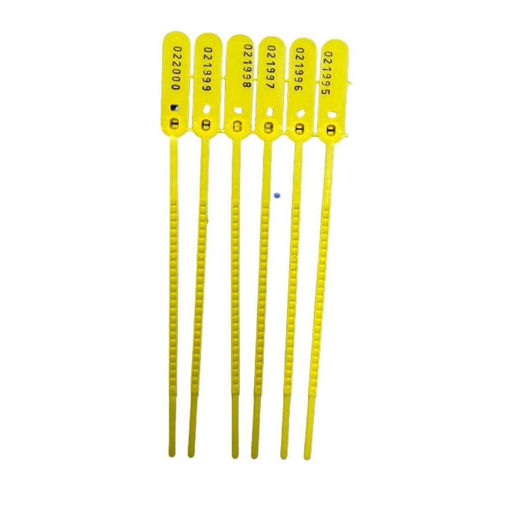 100 Lacre Malote Numerado 28 CM Amarelo Segurança