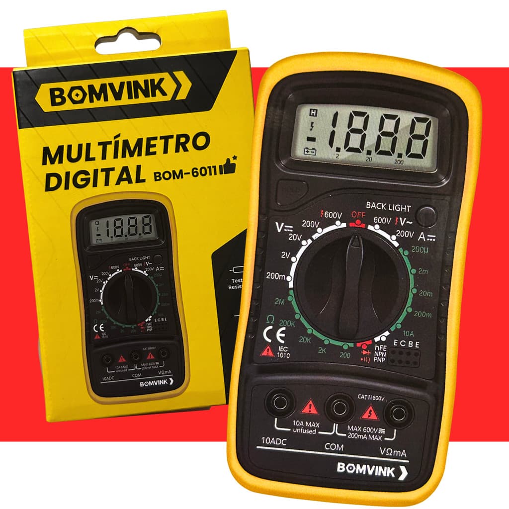 Multímetro Digital LCD Backlight | Voltímetro Amperímetro | Resistência Diodo hFE