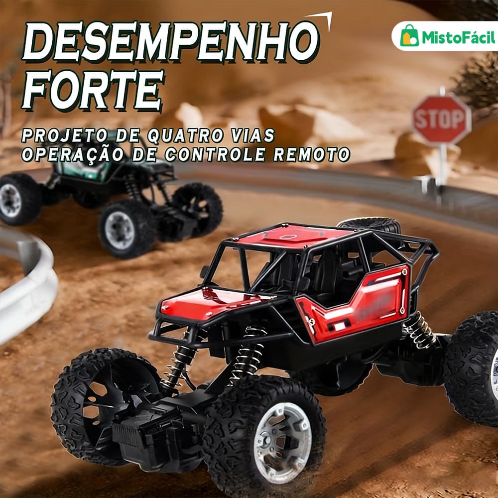 Carrinho Controle Remoto 4x4 Jeep Off Road Recarregável USB Bateria Inclusa Resistente Brinquedo