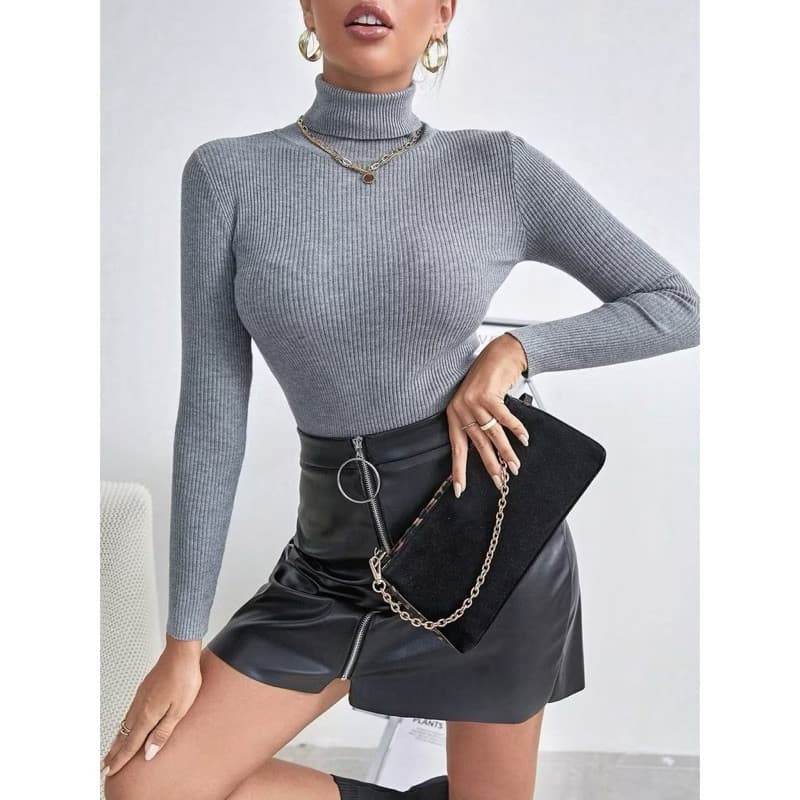 Blusa Tricô Feminina Manga Longa Suéter Inverno