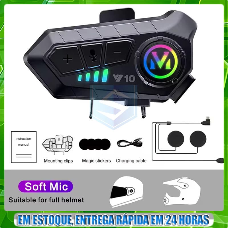 Moto Capacete Fone De Ouvido Sem Fio Cancelamento De Ruído Mãos Livres BT V5.3 Com Microfone Para Motocicleta