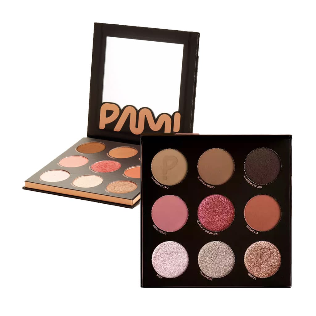 Paleta Multifuncional Pó 9 Cores Pam By Pamella Contornos Blushes Iluminadores