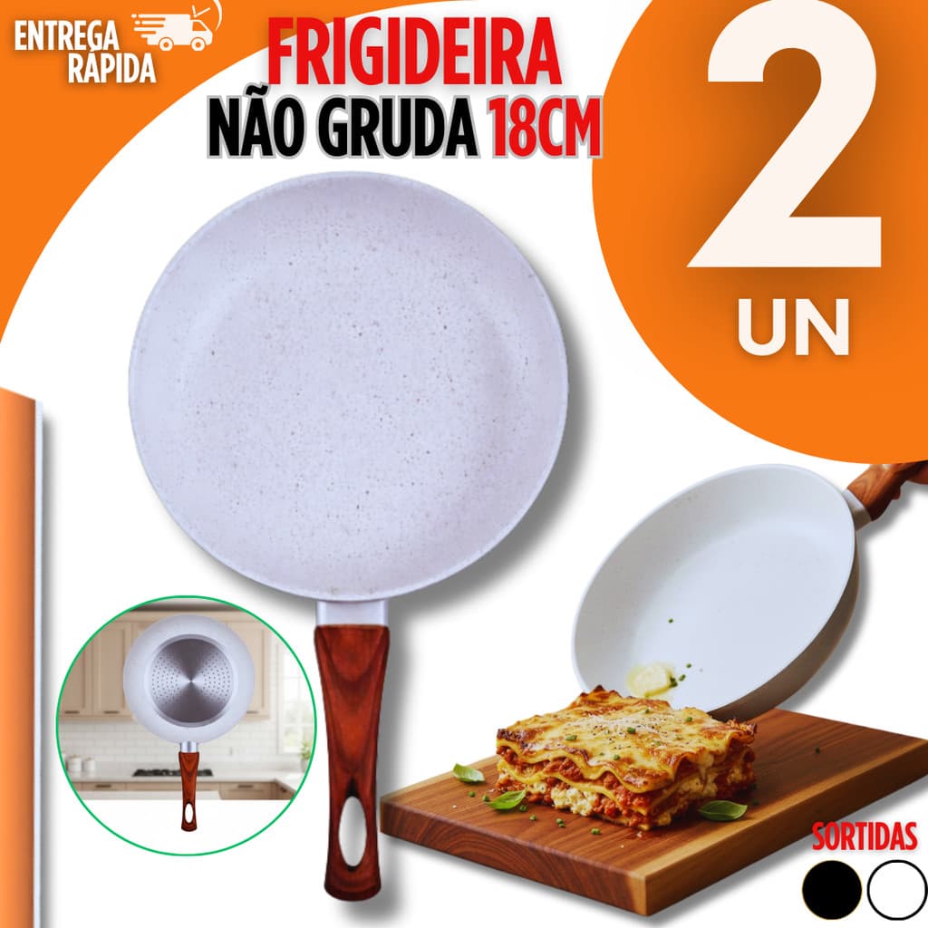 Jogo Frigideira 18Cm Com Revestimento Cerâmico Antiaderente Para Indução Cabo Antitérmico Panela