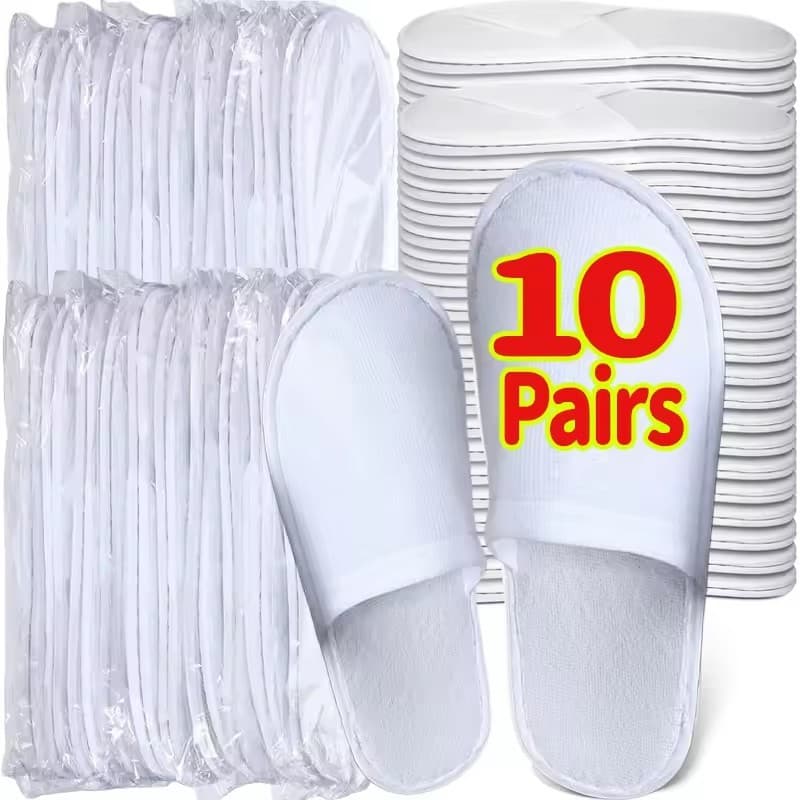 10 Pares De Chinelos Descartáveis De Pelúcia , Conforto Antiderrapante , Higiênico Ecológico Para Viagens/Casa , Masculi