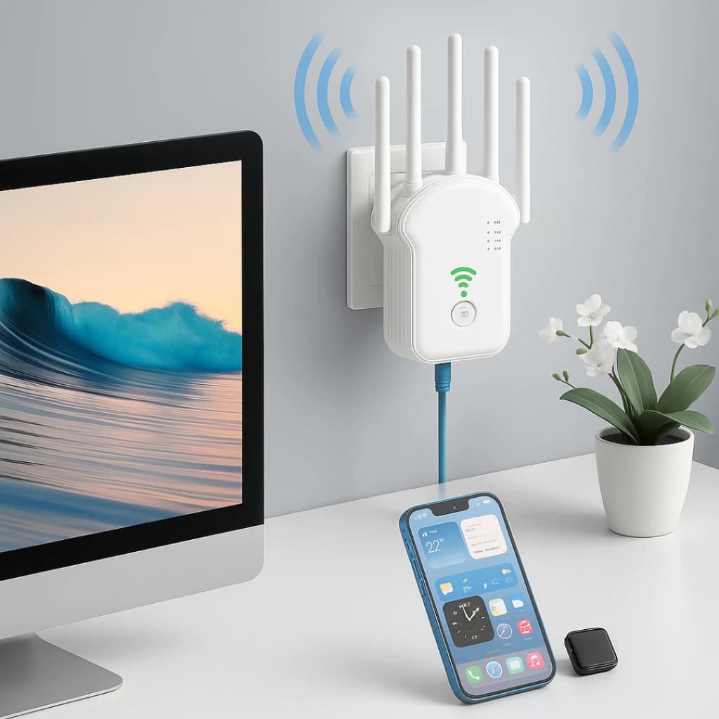 Repetidor WiFi 2800m 6 Antenas Roteador Amplificador De Sinal Modem 1200MBPS