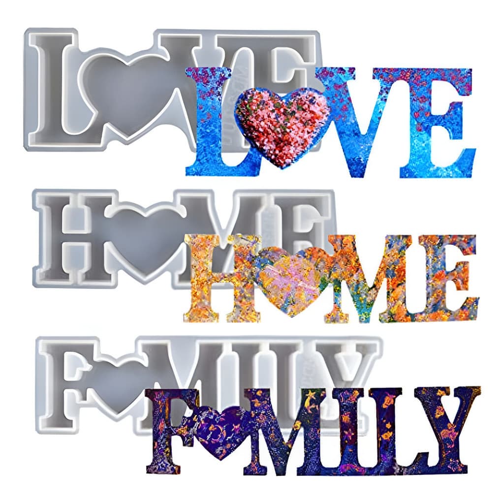 Molde Silicone Artesanato Placa De Love Home Family para Resina