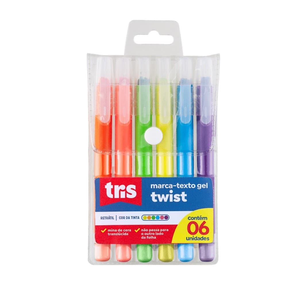 Marca-Texto em Gel Twist c/ 6 unds, Tris