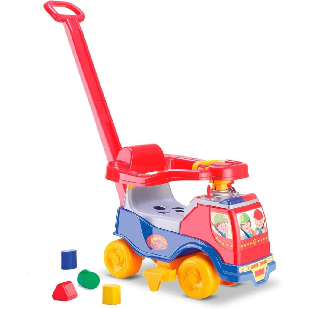 Motoca Totoka Plus Eletrônica Azul Com Empurrador Carrinho Passeio Bebê Som Luz Cardoso Toys