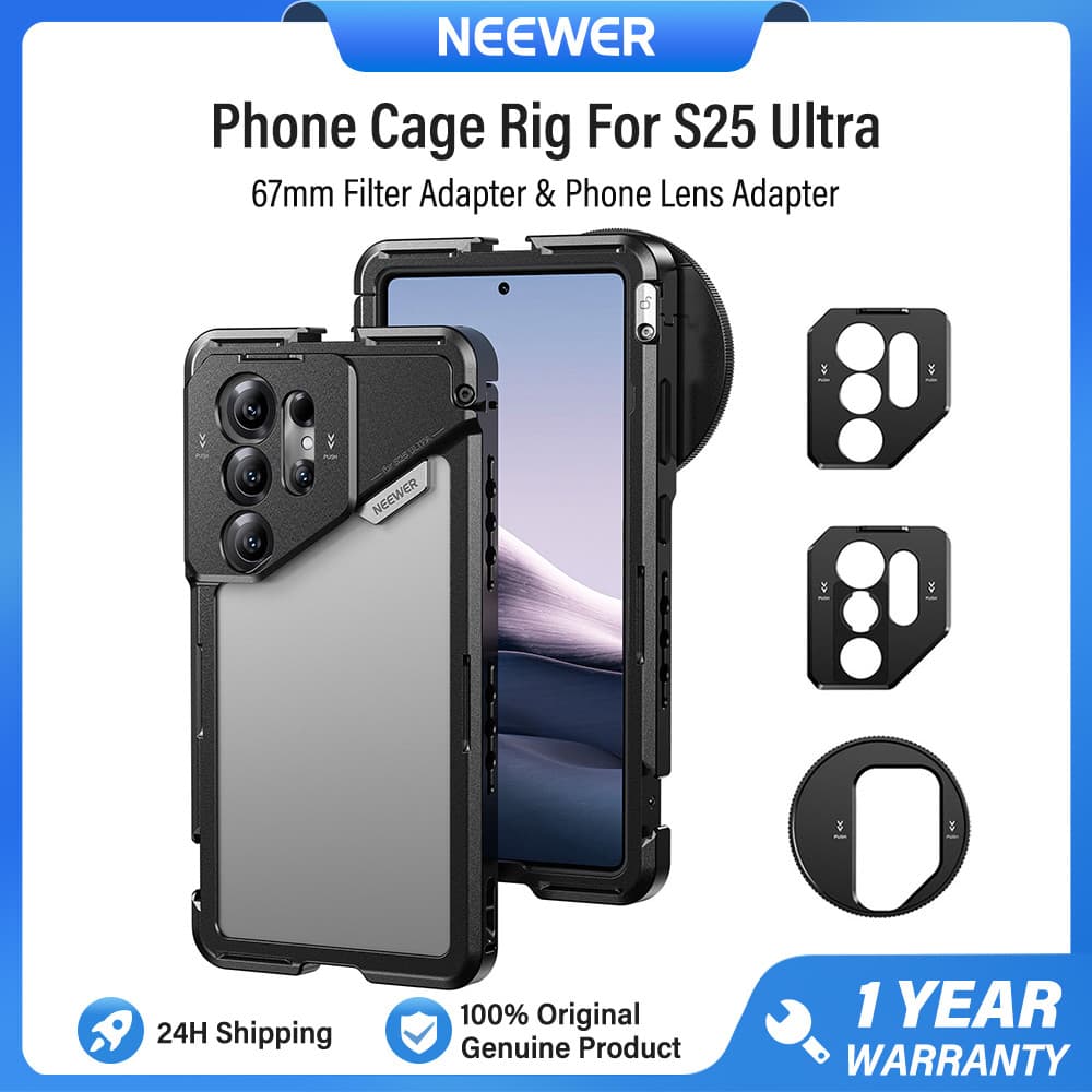 Gaiola Para Telefone NEEWER PA082 S25 Ultra Com Filtro De 67 Mm/Adaptadores De Lente De Montagem Em 17 T