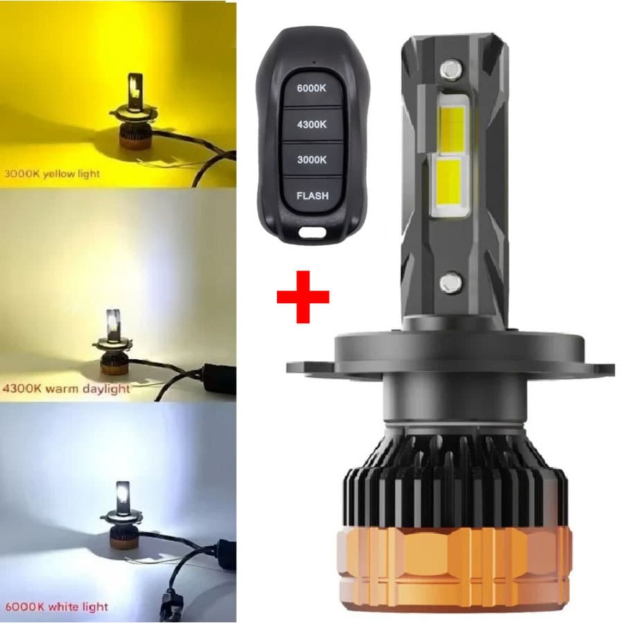 1 Pçs Tri-Color Remoto H11 H9 HB3 9005 HB4 9006 H1 H9 160W 6500K 4300K 3000K Faróis Led H4 H7 Para De Carro Luzes