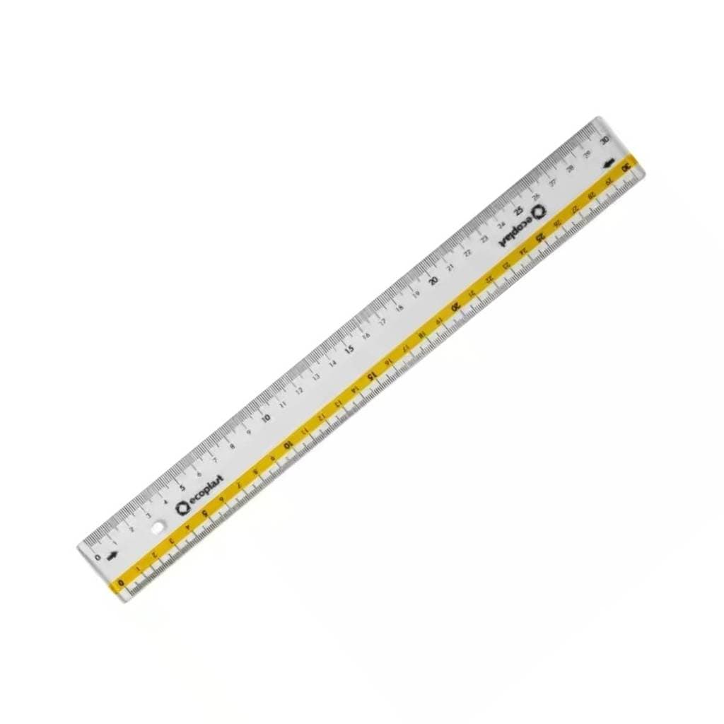 Régua plástica 30cm para canhoto Ecoplast