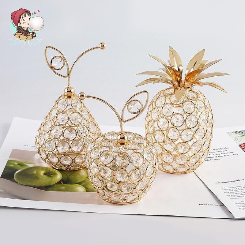 Enfeites de Frutas de Cristal Feitos à Mão, Forma de Maçã e Abacaxi, para Decoração de Sala de Estar e Mesa 2026