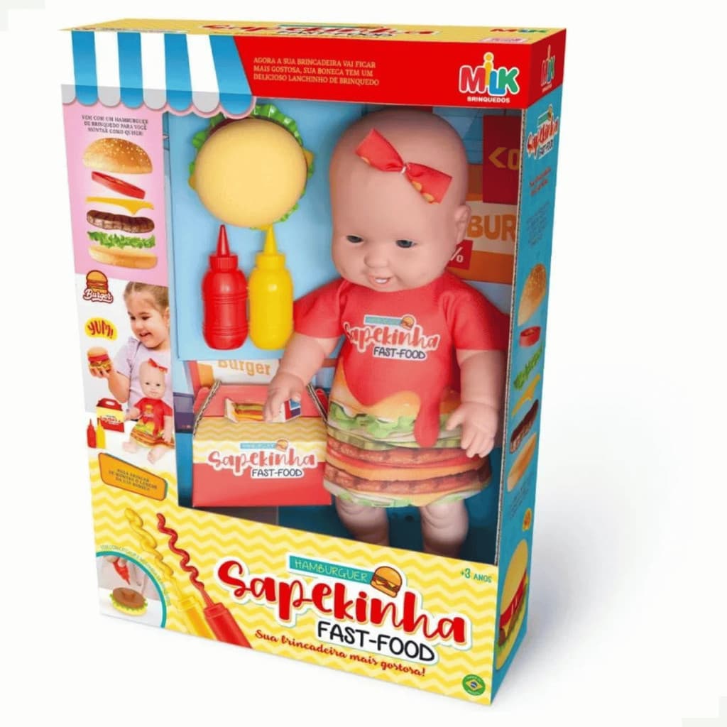 Boneca Sapekinha Fast Food Hamburguer 774 Milk