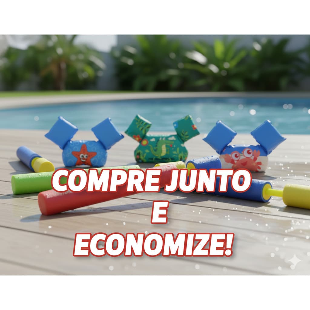 Kit Colete Boia Infantil Puddle Jumper + Lançador De Água Brinquedo Piscina Praia Seguro Criança