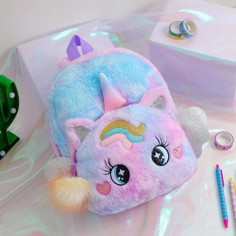 Mochila Unicórnio Pelúcia Passeio Feminina Kawaii Ótima Qualidade Envio Imediato