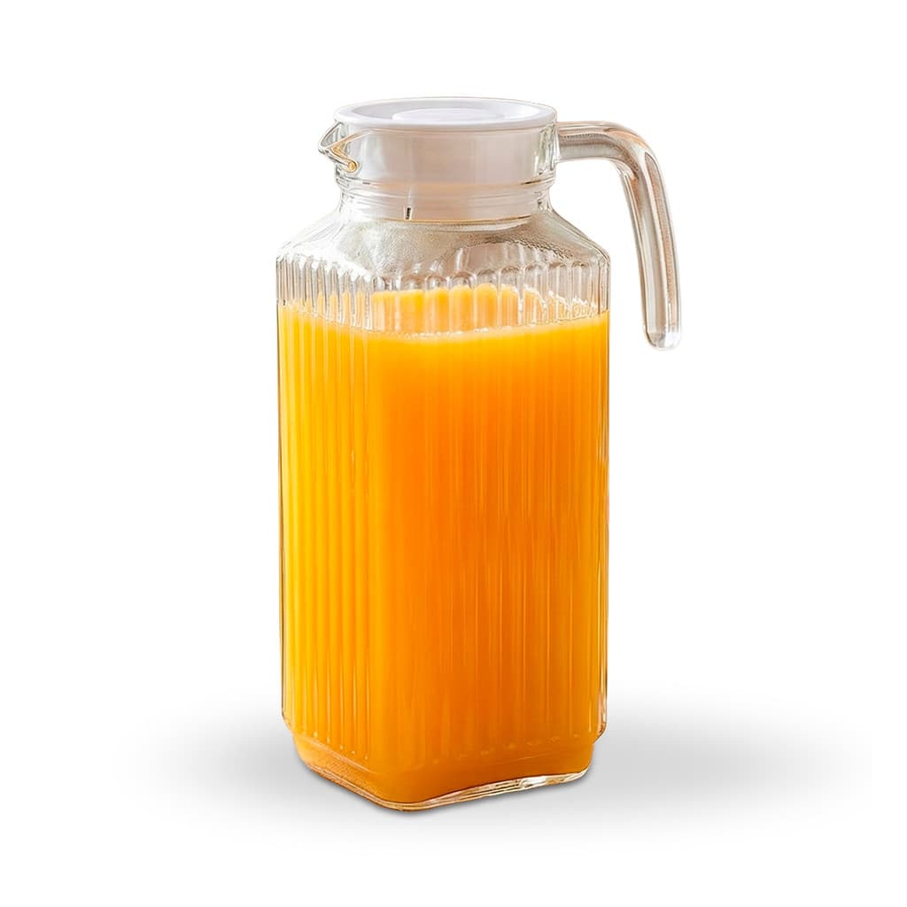 Jarra de Vidro com Tampa em Plástico Branca 1,8 Litros Suco Água Mesa Cozinha