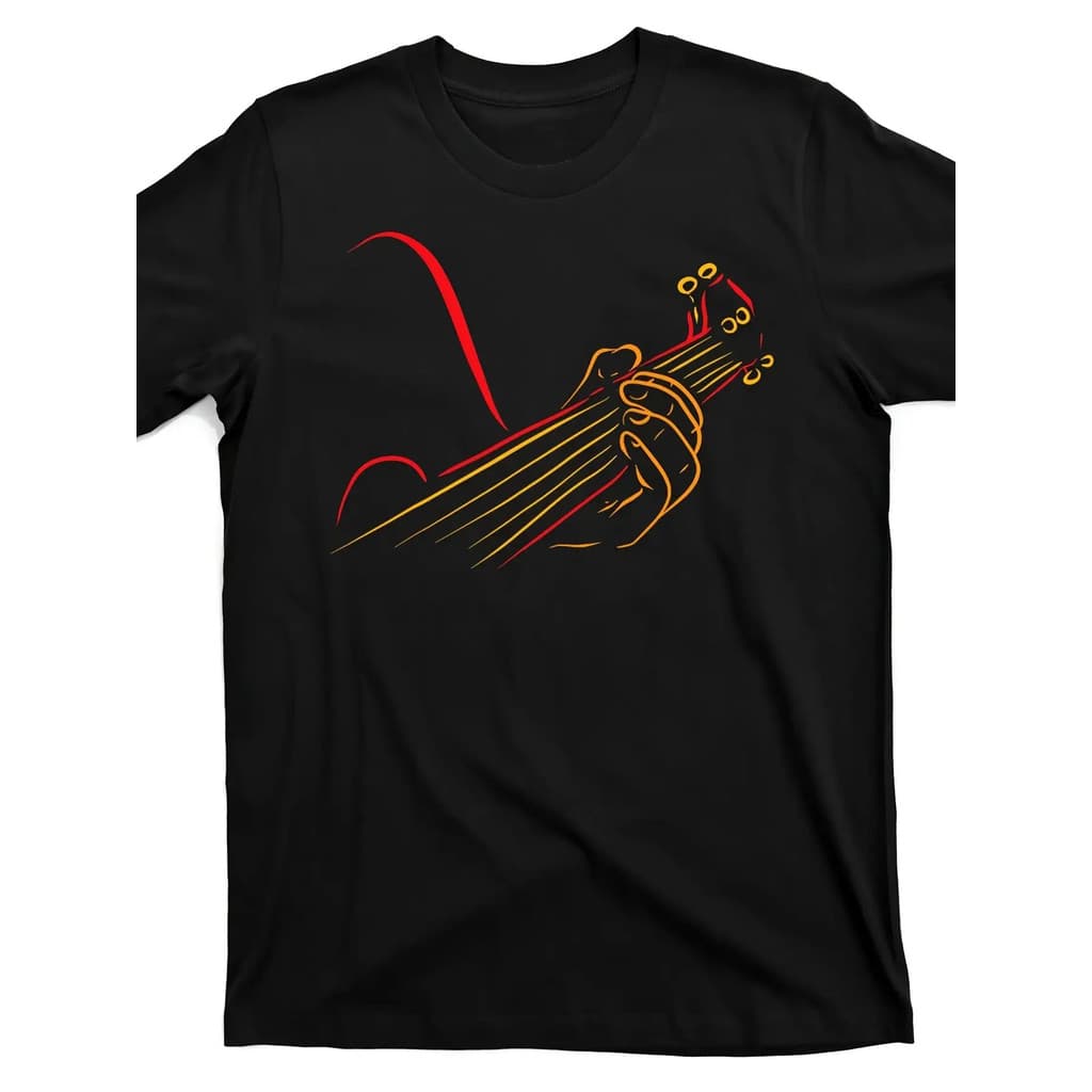 Camiseta Masculina Guitarrista Notas Musicais Vintage Retrô Confortável Moderna Estilosa Concertos Casual