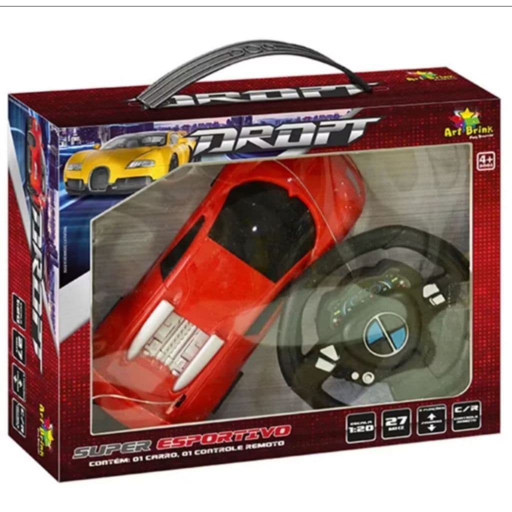 Carrinho de Controle Remoto Super Esportivo – Controle em Formato de Volante Infantil Brinquedo