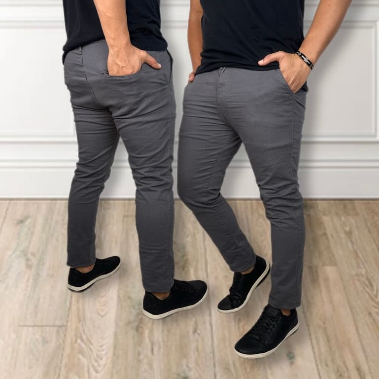 Calça de SARJA Masculina FIT com Elastano Slim Casual Tradicional Bolso Embutido Skinny