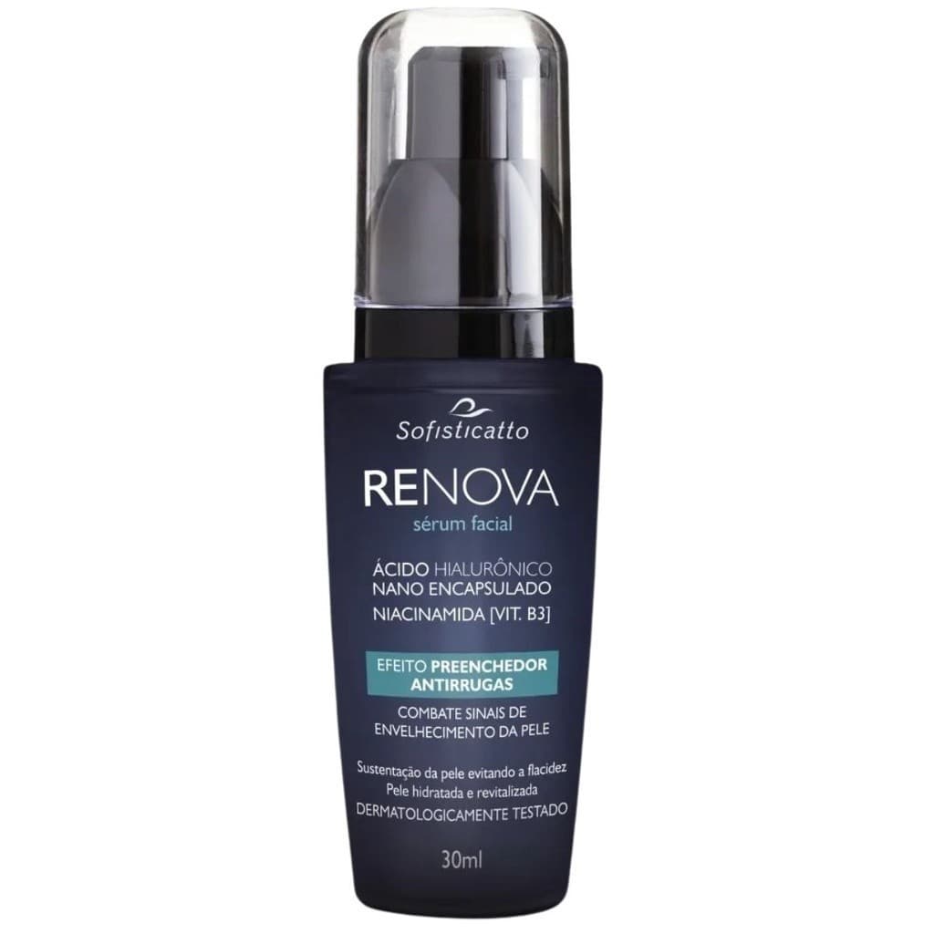 Sérum Facial Ácido Hialurônico Nano Renova Sofisticatto 30ml Antirrugas Niacinamida Efeito Preenchedor Glow