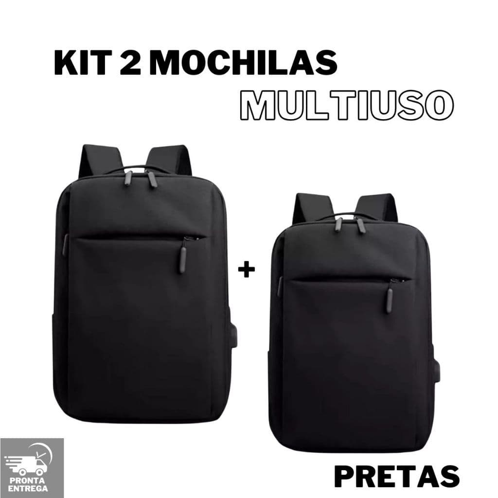 Kit 2 Mochilas Executivas Unissex Antifurto com Porta USB e Fone