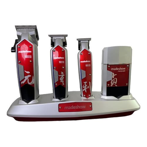 Kit 4 Máquinas Madeshow Corte Acabamento Shaver Profissional Vermelho - Preto - Prata 127/220v