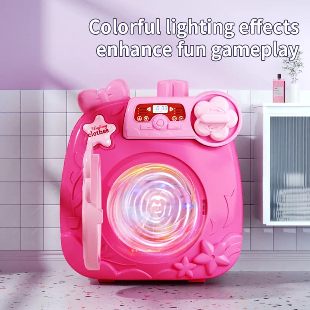 Rosa - Brinquedo Infantil Máquina de Lavar com Acessórios 30pcs