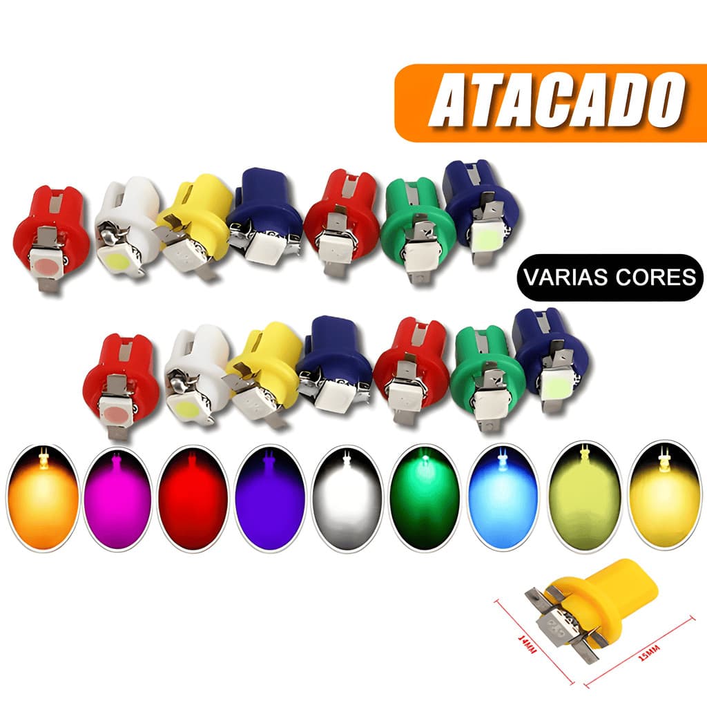 Kit 10 Lâmpadas de Led Pinguinho T5 B8.5d Para Painel de Carro e Moto Atacado