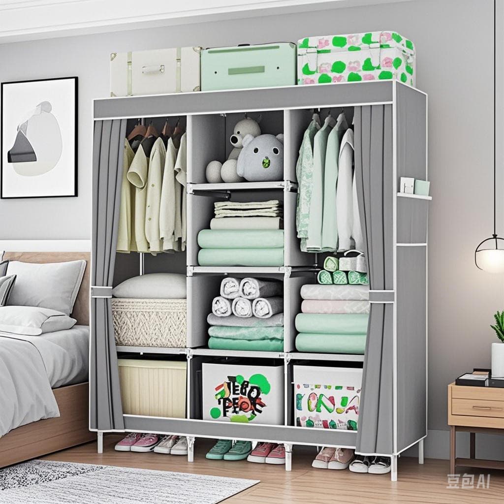 Guarda Roupa Dobrável 3 Portas Armário Organizador Portátil Multiuso Cabideiro Sapateira Impermeávél