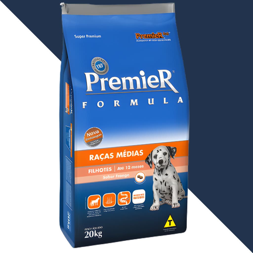 Ração Premier Formula Filhotes Raças Médias 20kg Sabor Frango Cães Porte Médio